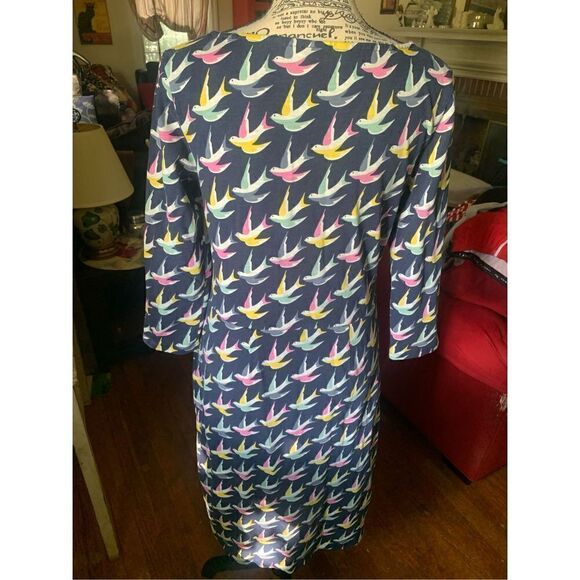 Boden Penny Jersey Swallow Dress Navy Blue - Picture 4 of 8
